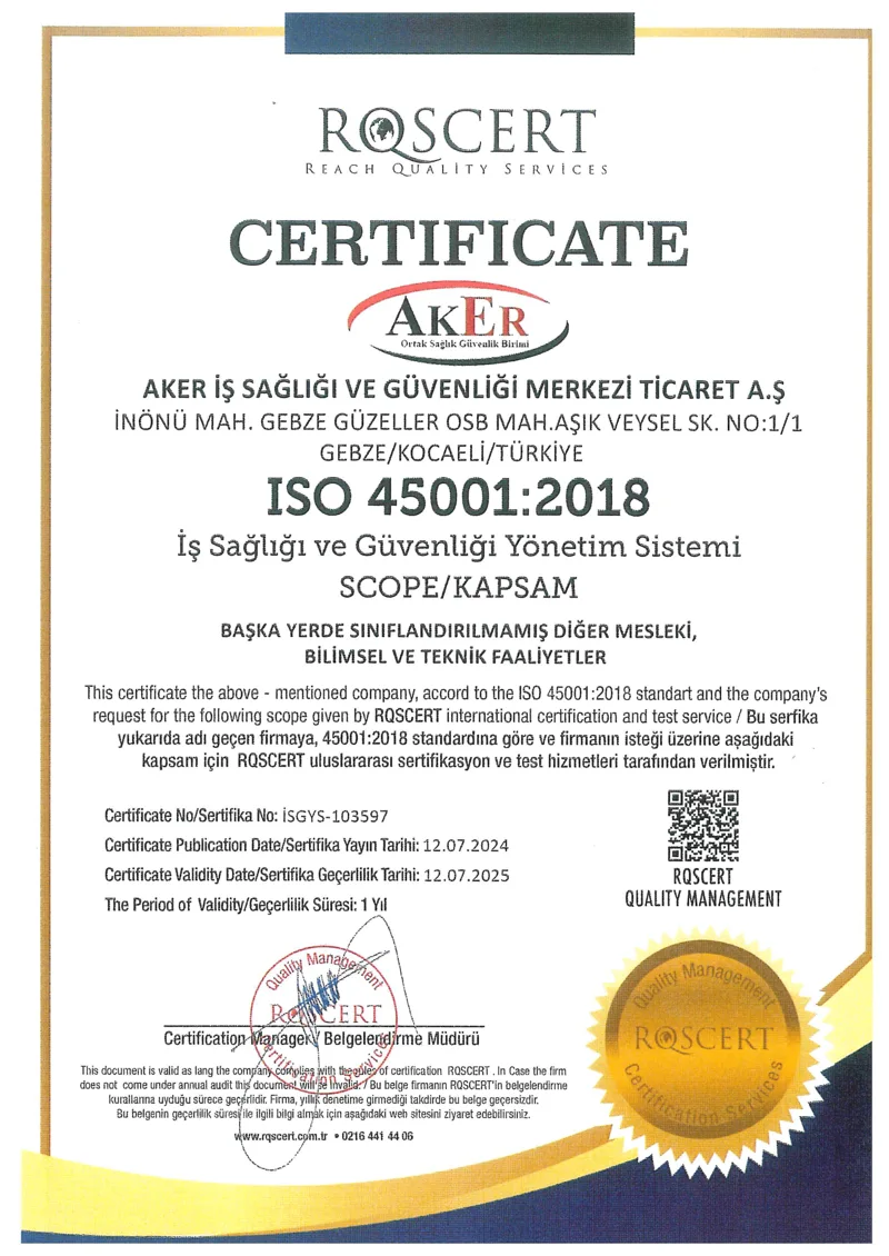 İş Sağlığı ve Güvenliği Yönetim Sistemi belgesi