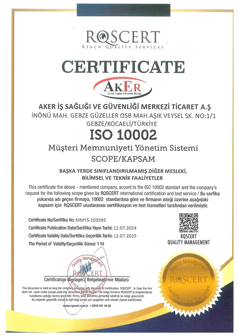 Müşteri Memnuniyeti Yönetim Sistemi belgesi